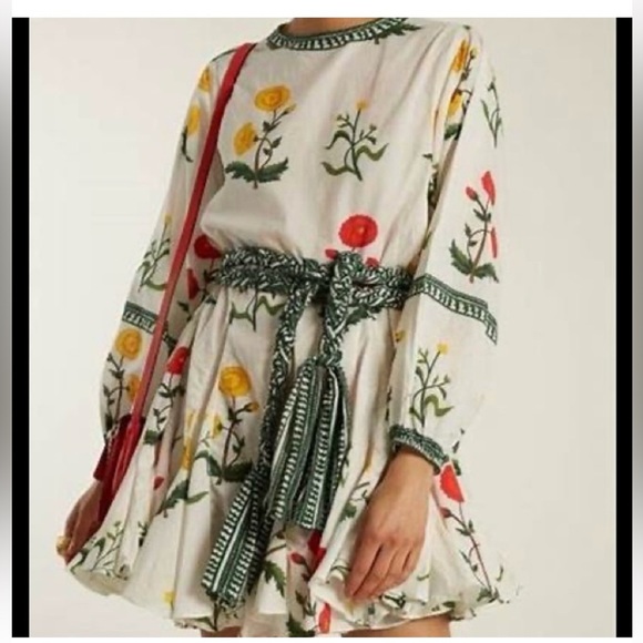 RHODE Floral Embroidered Dress - White, Red, Yellow, Green - Picture 1 of 4